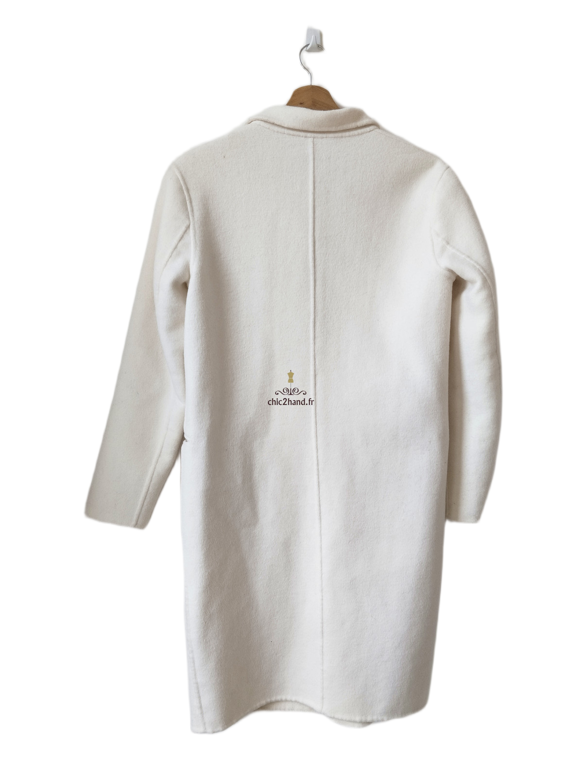 Manteau 82% laine droite Sandro blanc FR36 S TBE – Image 6