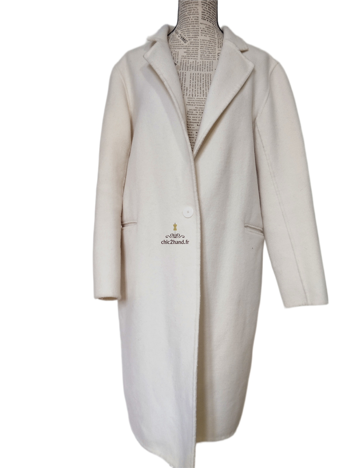 Manteau 82% laine droite Sandro blanc FR36 S TBE – Image 7