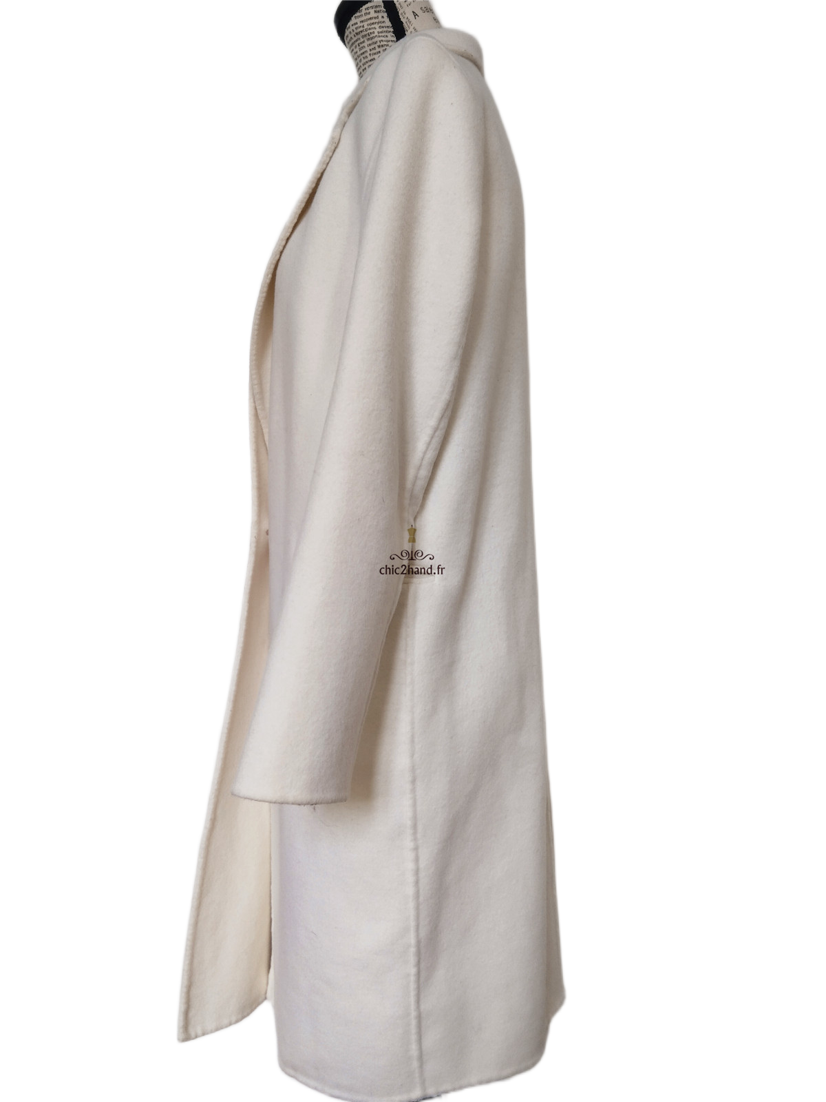 Manteau 82% laine droite Sandro blanc FR36 S TBE – Image 8