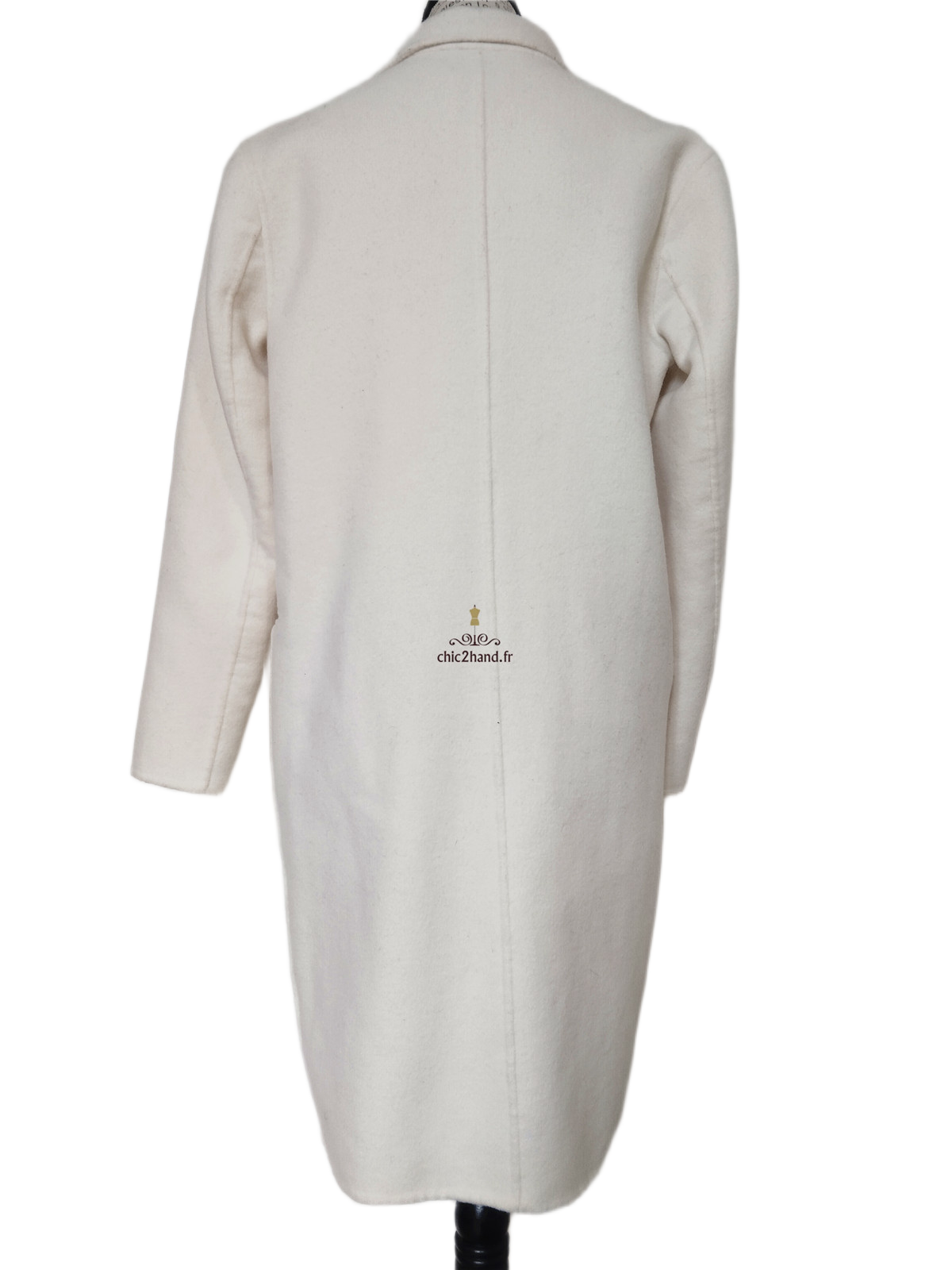 Manteau 82% laine droite Sandro blanc FR36 S TBE – Image 9