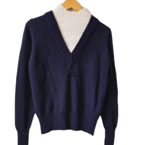 Pull épais doudou col montant mohair Sandro T1 bleu marine blanc excellent état