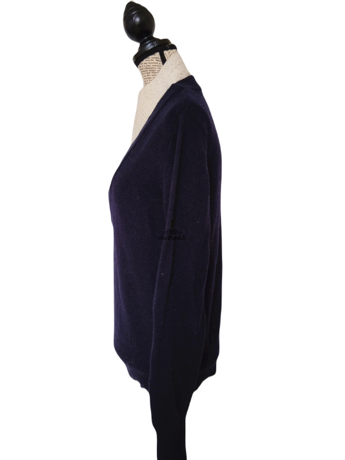 Pull épais doudou col montant mohair Sandro T1 bleu marine blanc excellent état – Image 6