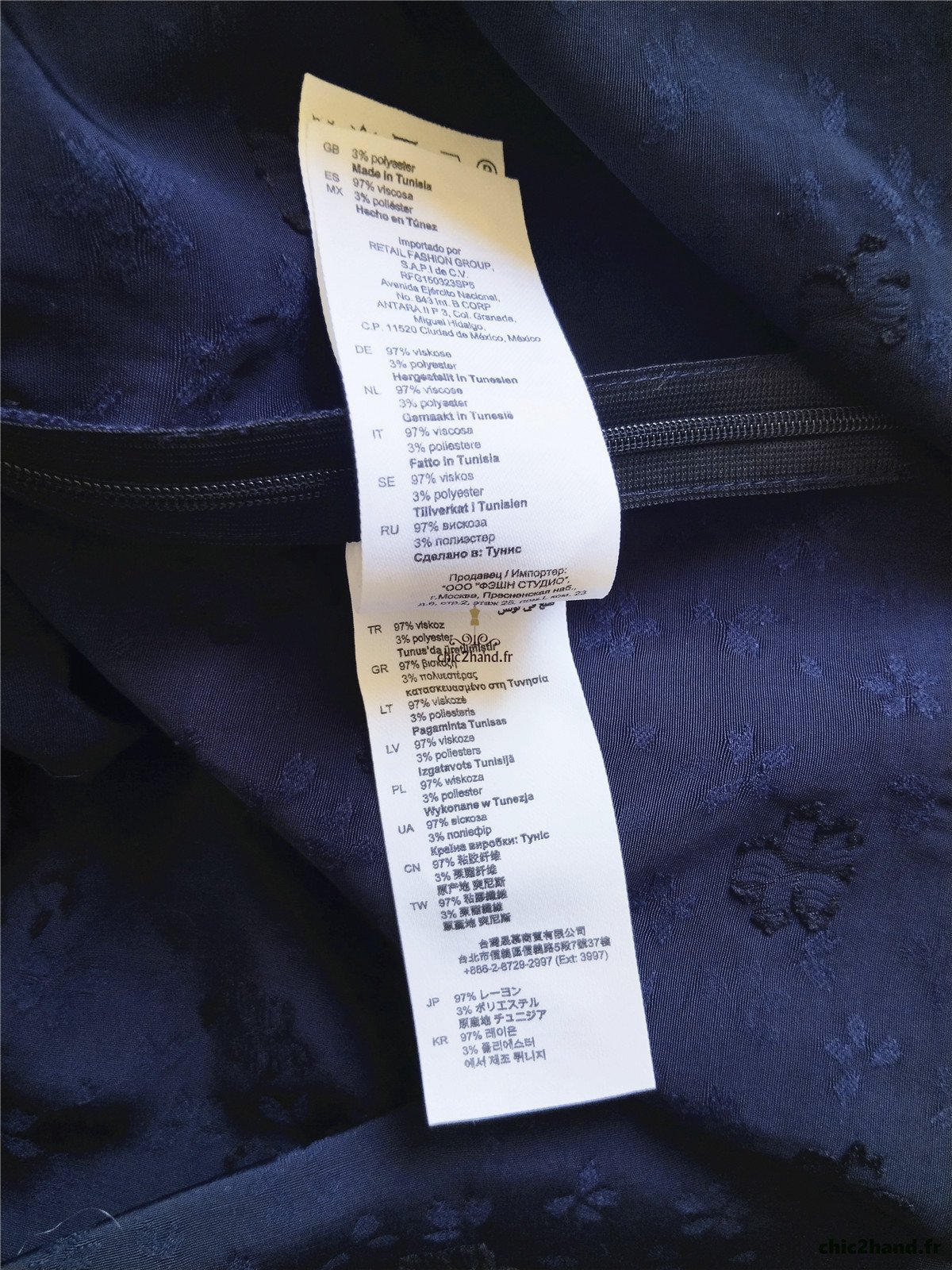 Robe manches longues mi longue évasée Sandro FR38 M bleu nuit fleuri NEUF – Image 12