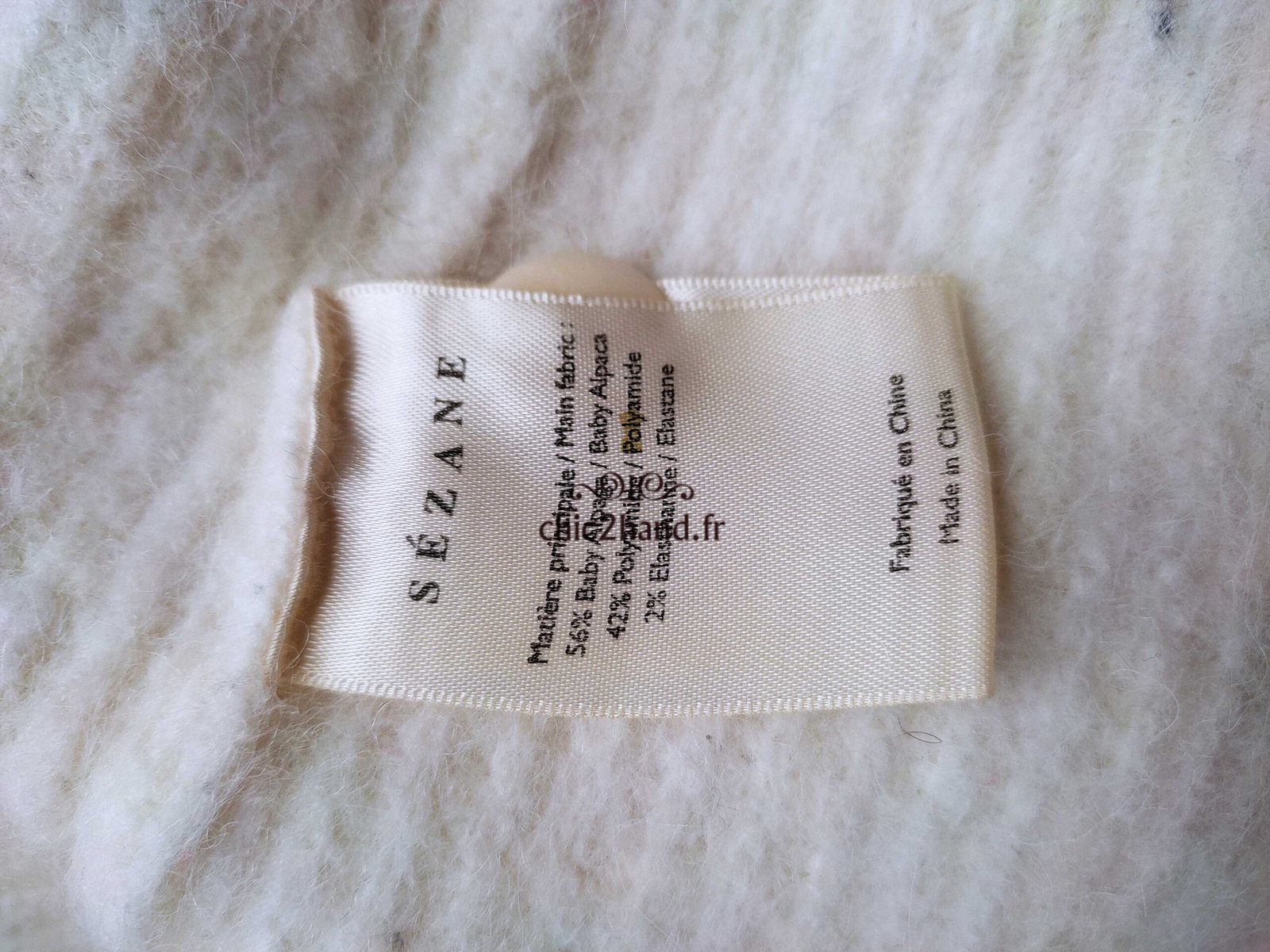 Pull col montant baby alpaga Sézane blanc crème modèle Micky L NEUF – Image 3