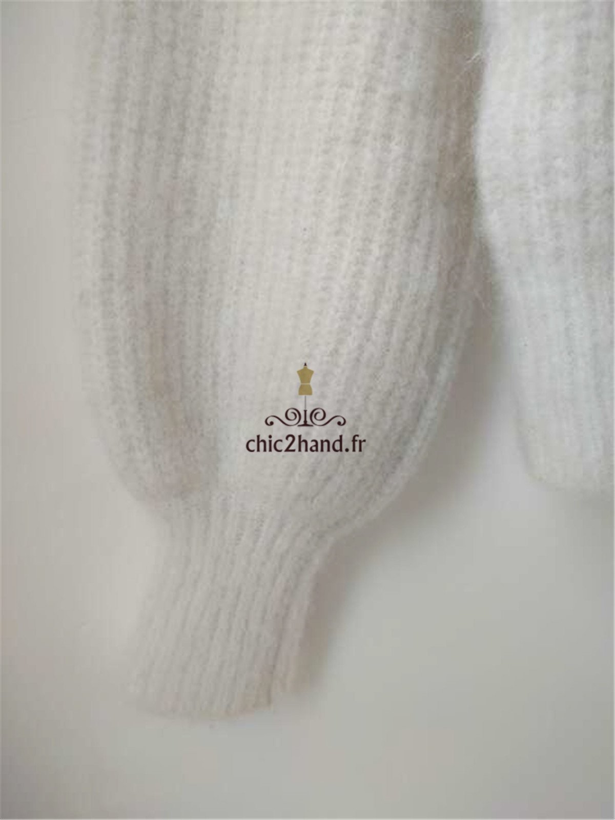 Pull col montant baby alpaga Sézane blanc crème modèle Micky L NEUF – Image 4