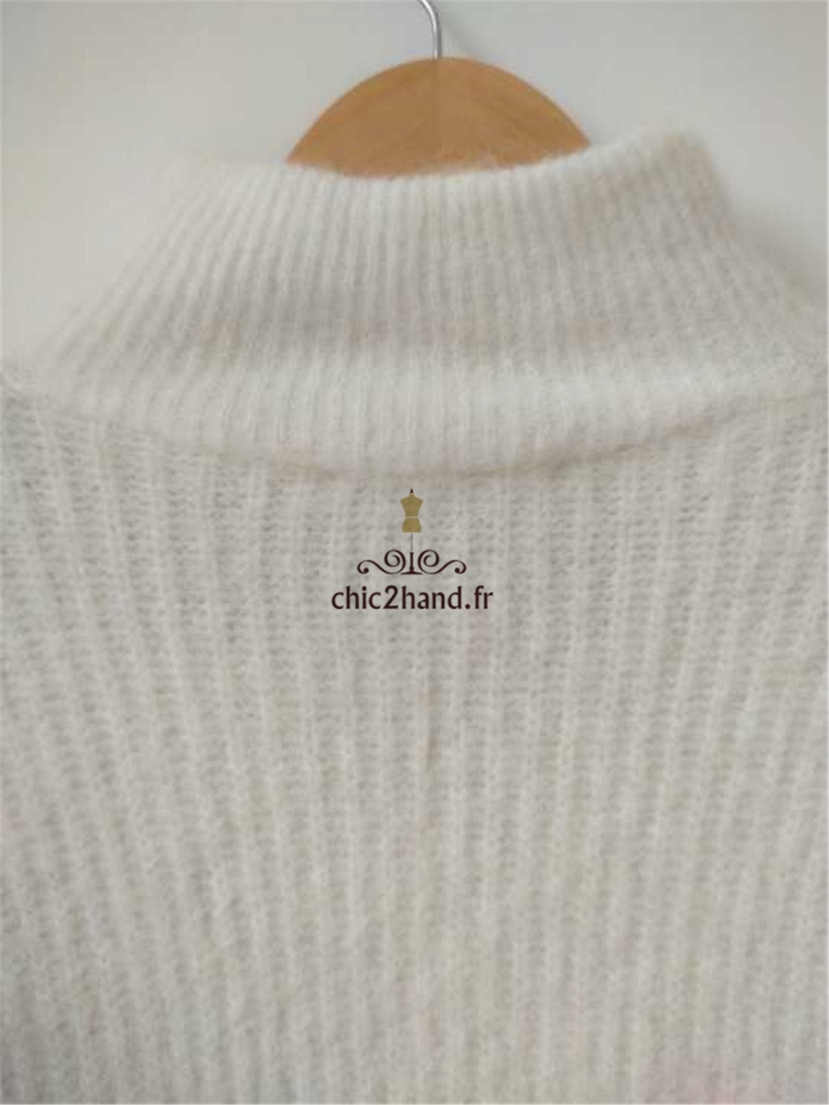 Pull col montant baby alpaga Sézane blanc crème modèle Micky L NEUF – Image 5
