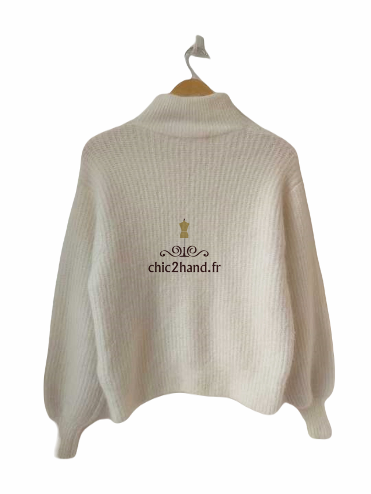Pull col montant baby alpaga Sézane blanc crème modèle Micky L NEUF – Image 6