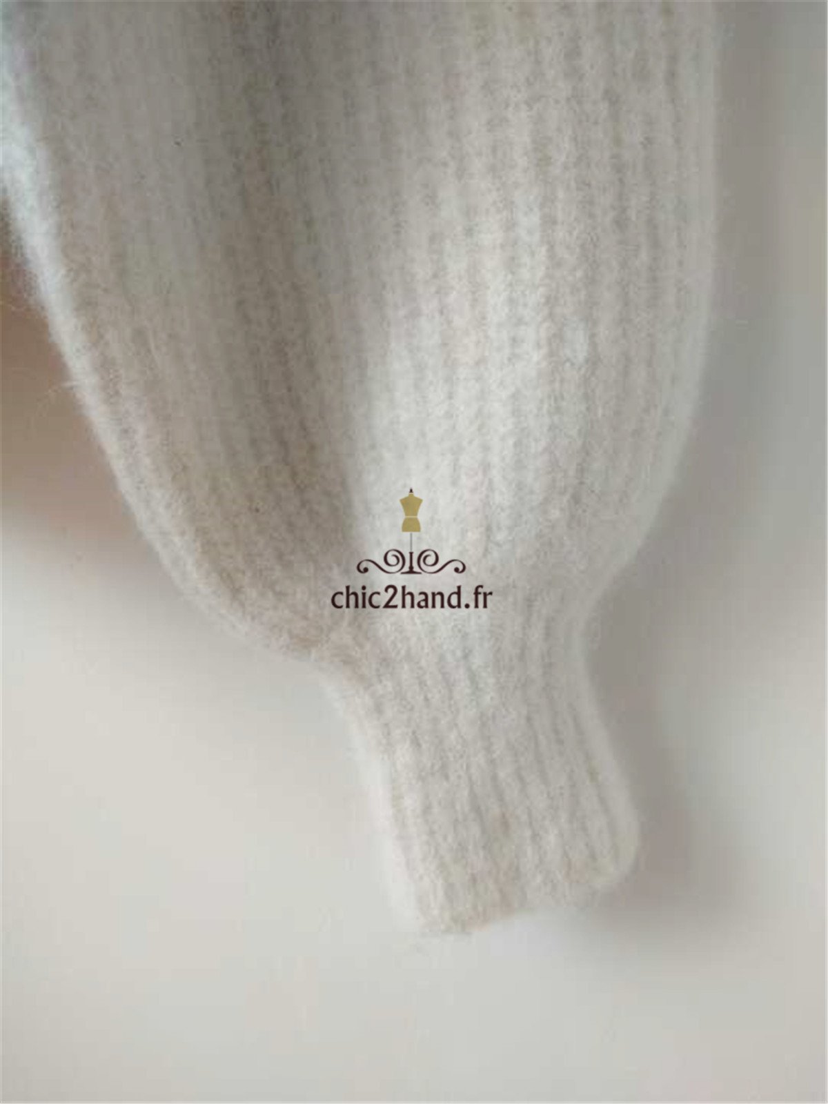 Pull col montant baby alpaga Sézane blanc crème modèle Micky L NEUF – Image 7