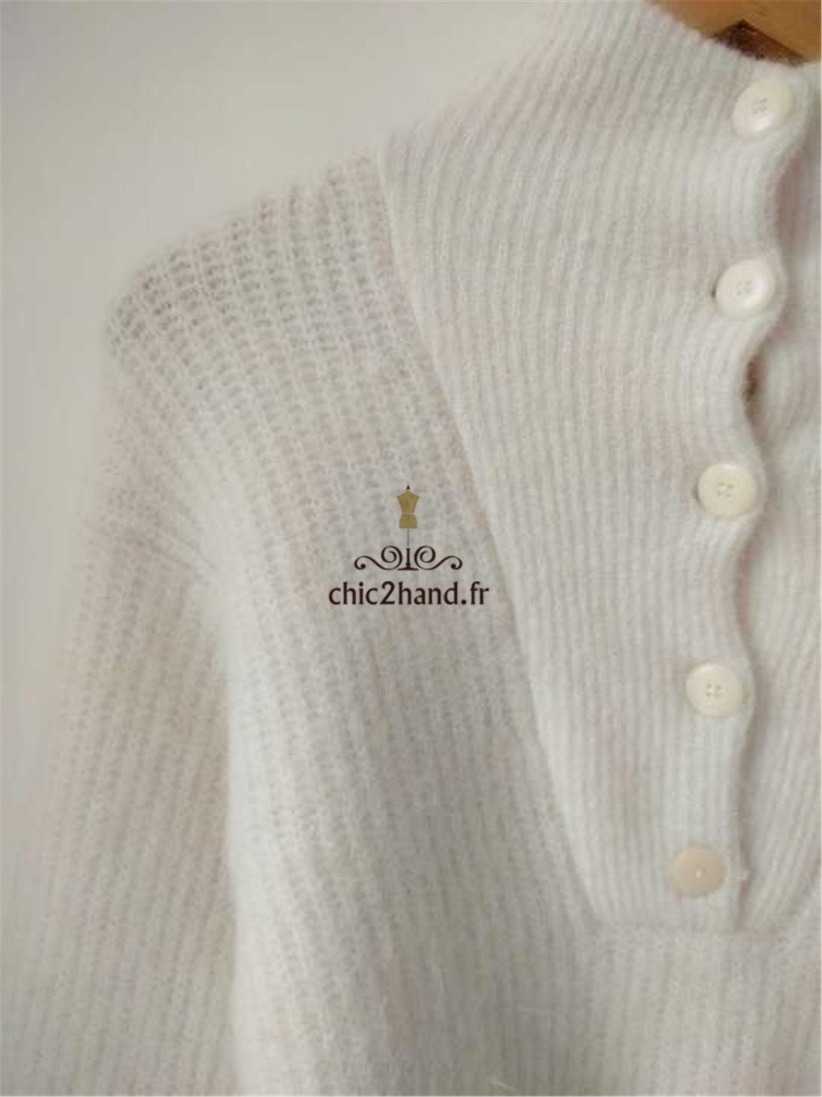 Pull col montant baby alpaga Sézane blanc crème modèle Micky L NEUF – Image 8