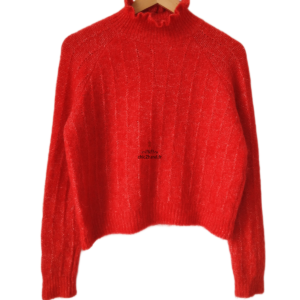 Pull oversize doudou col montant laine Sézane S rouge Neuf