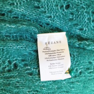 Gilet épais doudou ajouré 64% laine kid mohair Sézane S vert NEUF