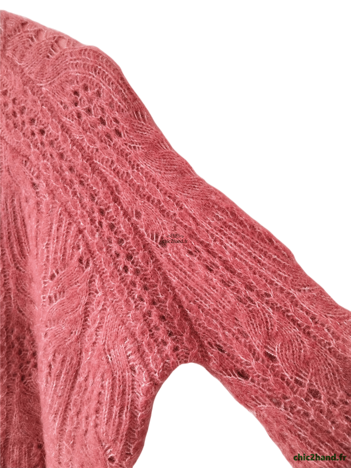 Gilet cardigan ajouré laine kid mohair Sézane S rose NEUF – Image 5