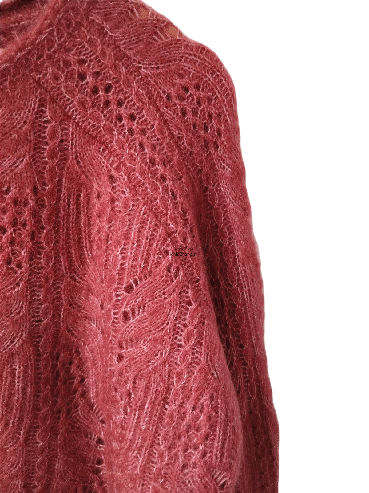 Gilet cardigan ajouré laine kid mohair Sézane S rose NEUF – Image 6