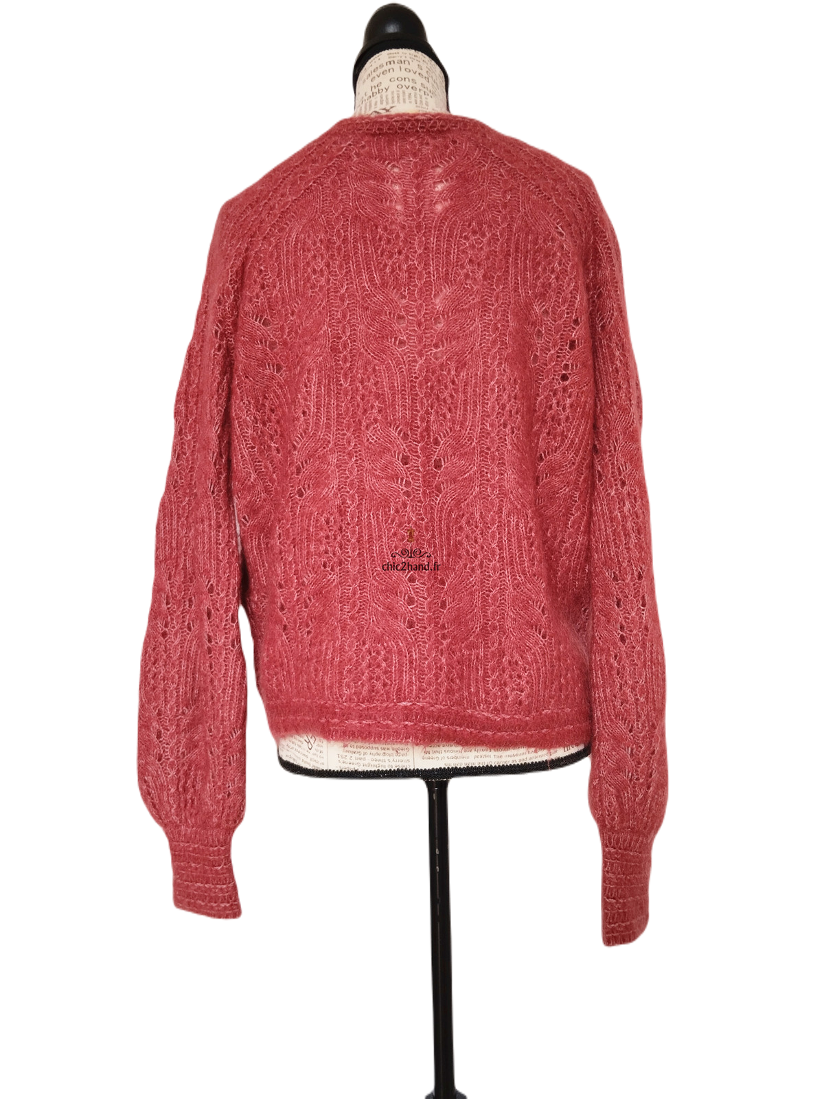 Gilet cardigan ajouré laine kid mohair Sézane S rose NEUF – Image 10