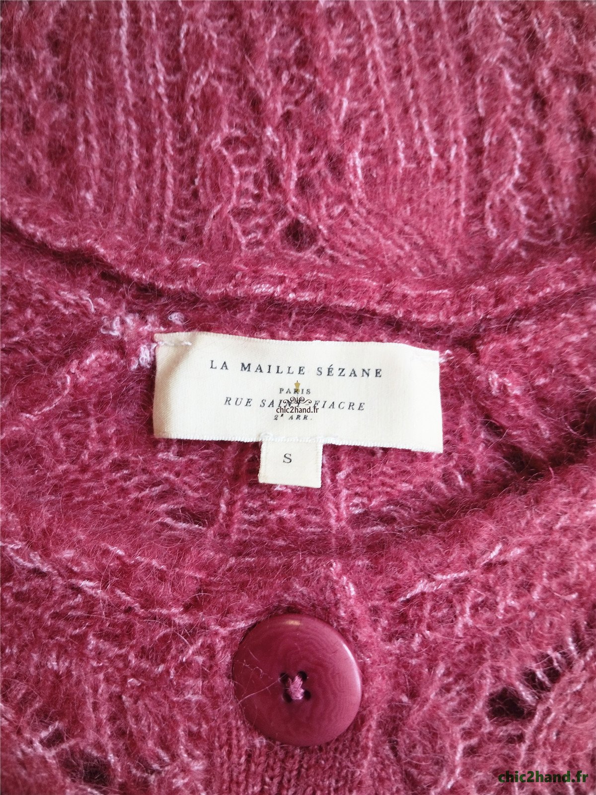 Gilet cardigan ajouré laine kid mohair Sézane S rose NEUF – Image 12