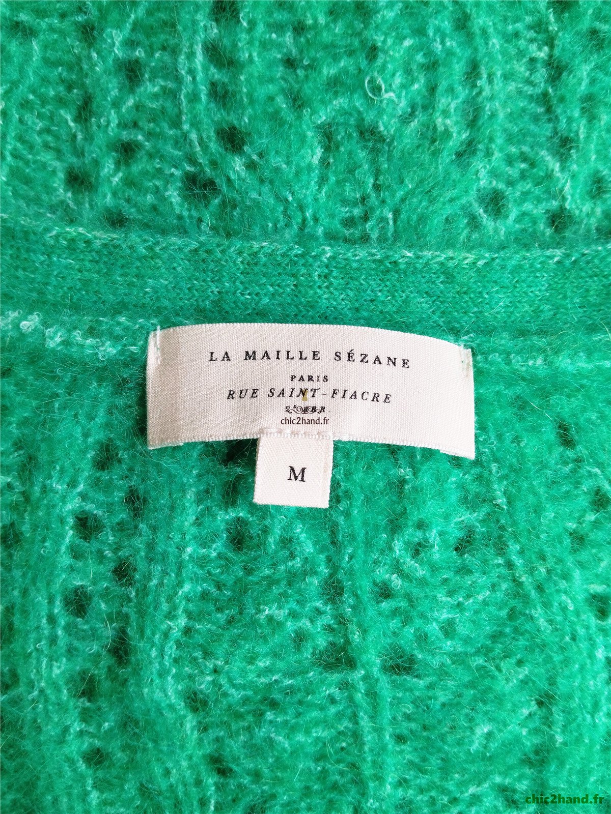 Gilet cardigan doudou ajouré laine kid mohair Sézane S vert NEUF – Image 10