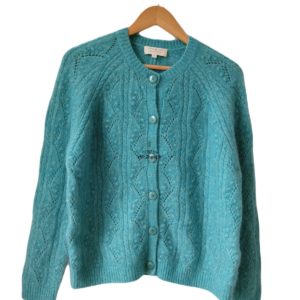 Gilet cardigan épais laine kid mohair Sézane M vert d&rsquo;eau NEUF