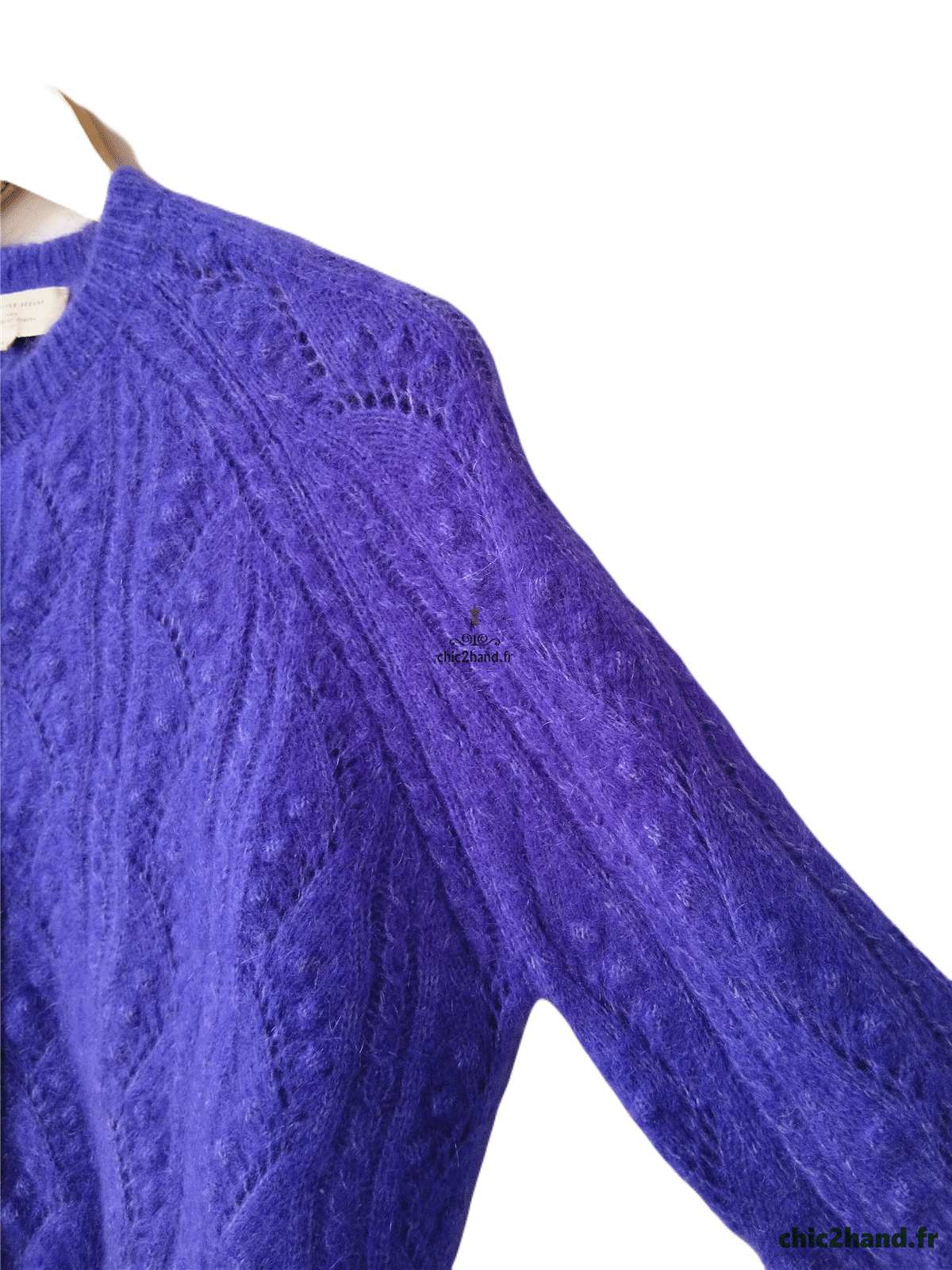 Gilet cardigan ajouré laine kid mohair Sézane XXS violet NEUF – Image 5