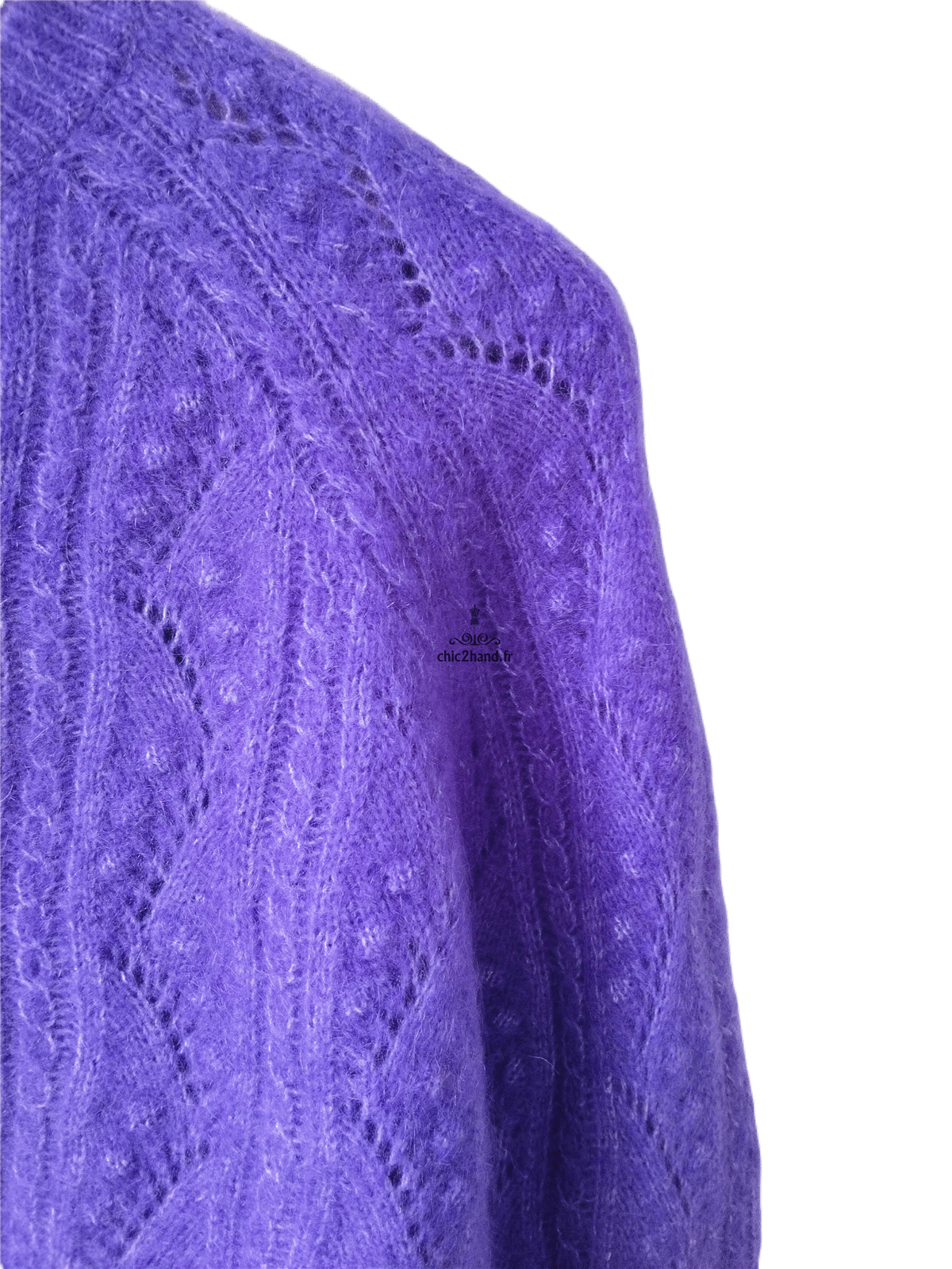 Gilet cardigan ajouré laine kid mohair Sézane XXS violet NEUF – Image 6