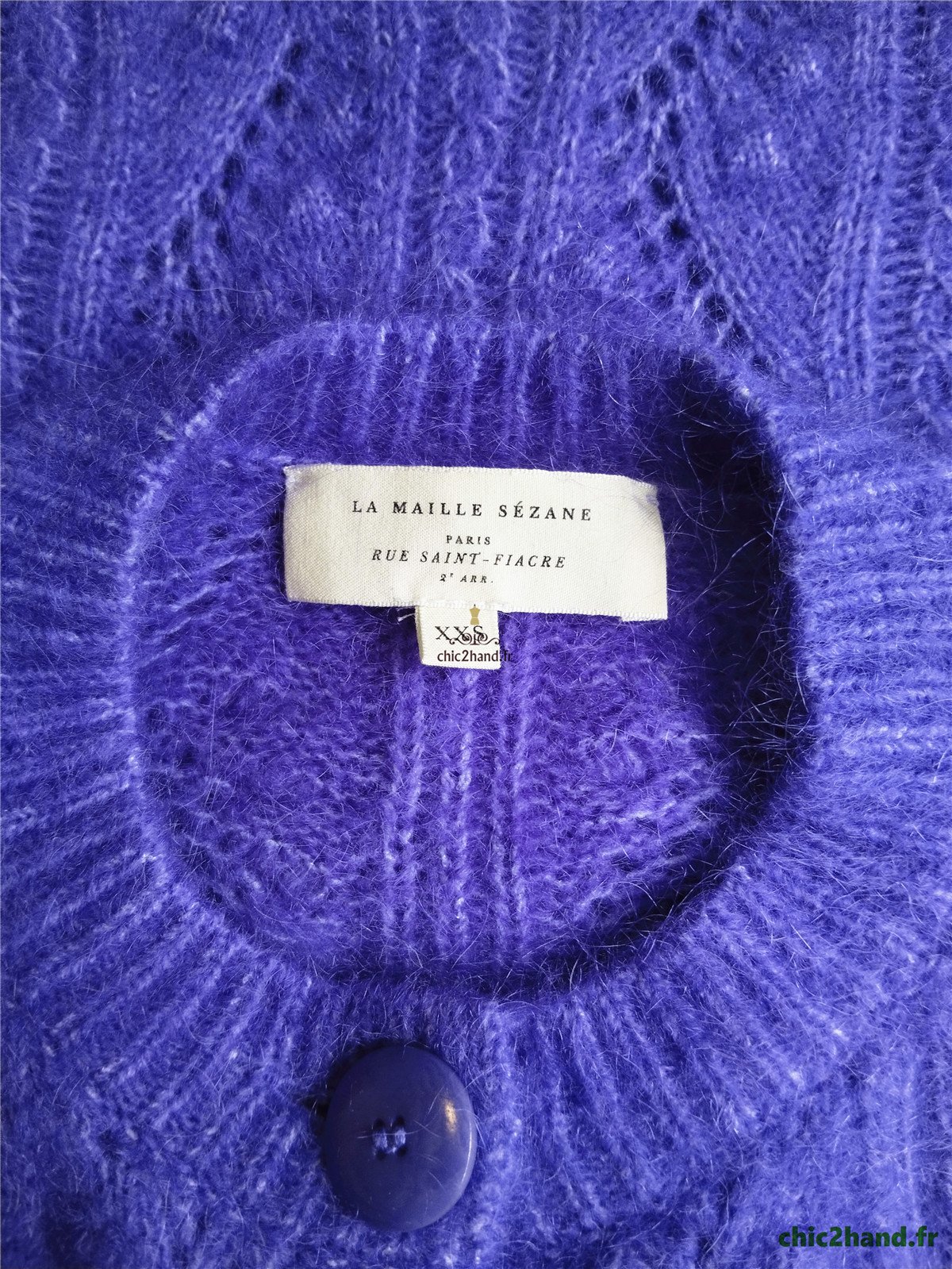 Gilet cardigan ajouré laine kid mohair Sézane XXS violet NEUF – Image 12