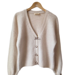 Gilet épais doudou ajouré 66% laine kid mohair Sézane S beige Excellent état
