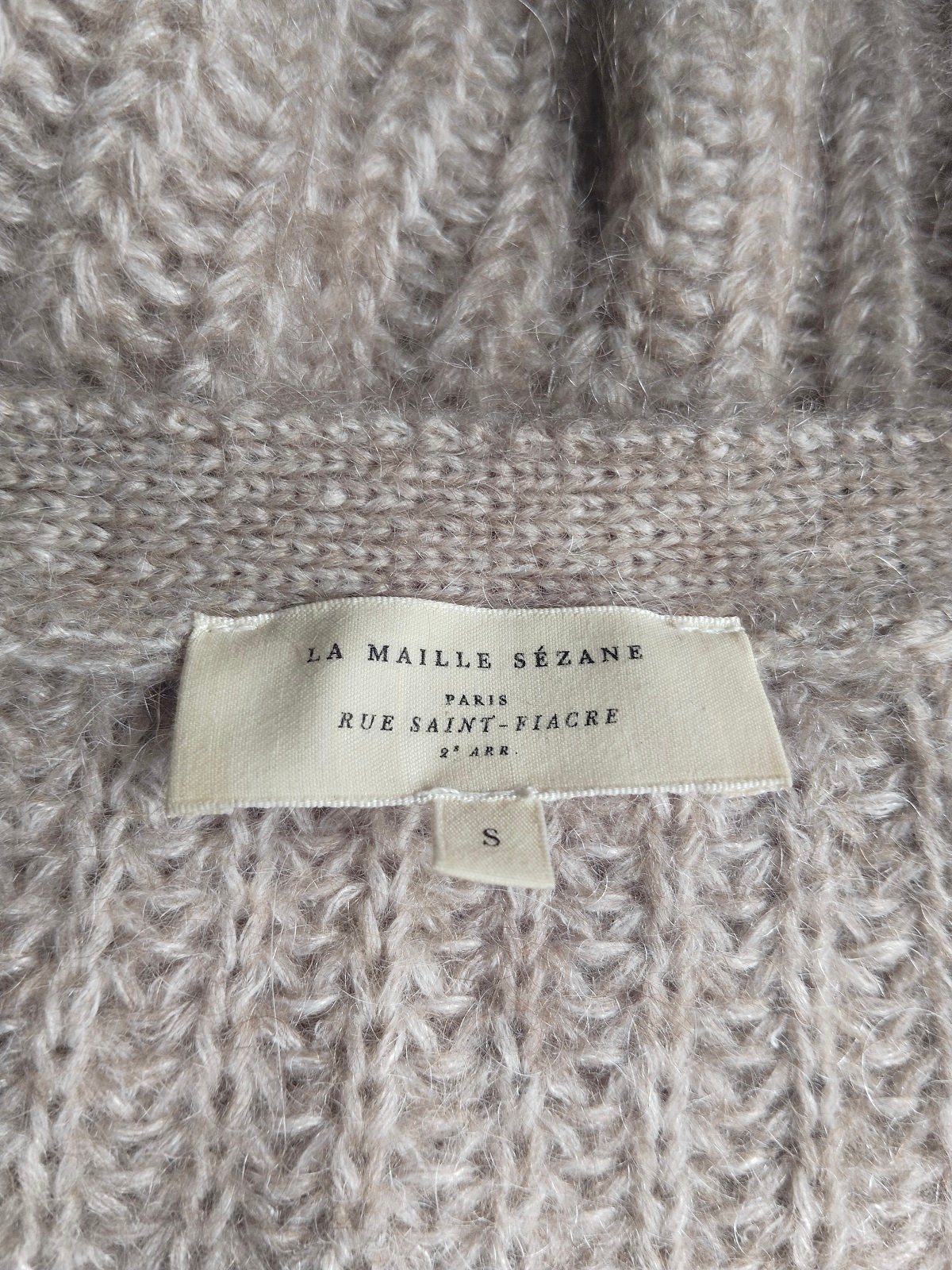 Gilet oversize épais doudou 70% laine alpaga Sézane S beige taupe Neuf – Image 11