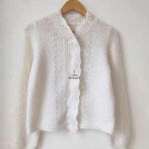 Gilet épais doudou ajouré 66% laine kid mohair Sézane XXS blanc crème TBE