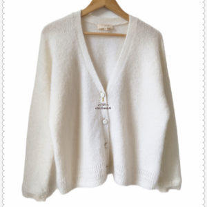 Gilet épais doudou ajouré 70% laine kid mohair Sézane M blanc crème Neuf