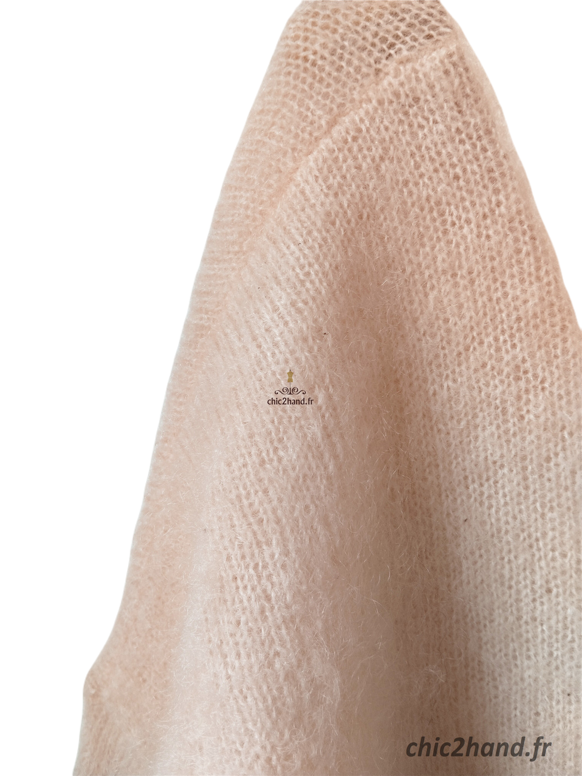 Gilet cardigan oversize ajouré avec capuche 82% kid mohair Sézane XS rose tendre NEUF – Image 7