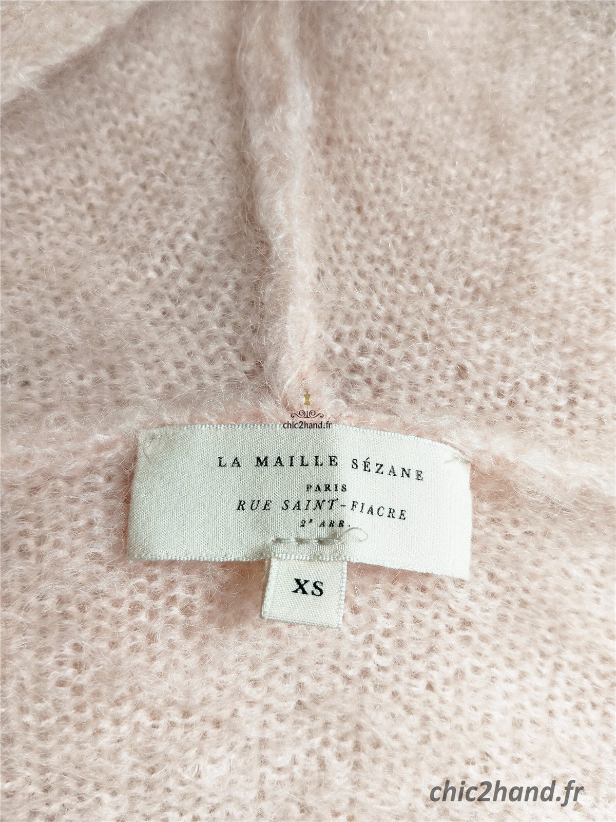 Gilet cardigan oversize ajouré avec capuche 82% kid mohair Sézane XS rose tendre NEUF – Image 12