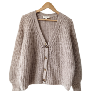Gilet oversize épais doudou 70% laine alpaga Sézane M beige taupe Neuf