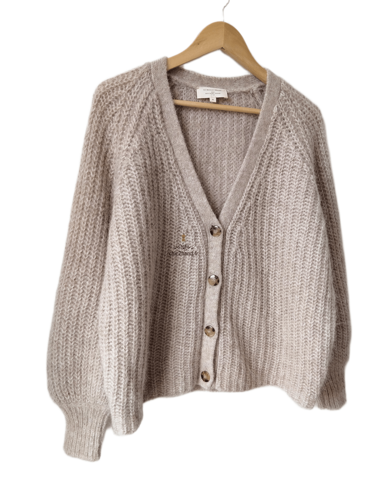 Gilet oversize épais doudou 70% laine alpaga Sézane S beige taupe Neuf – Image 9