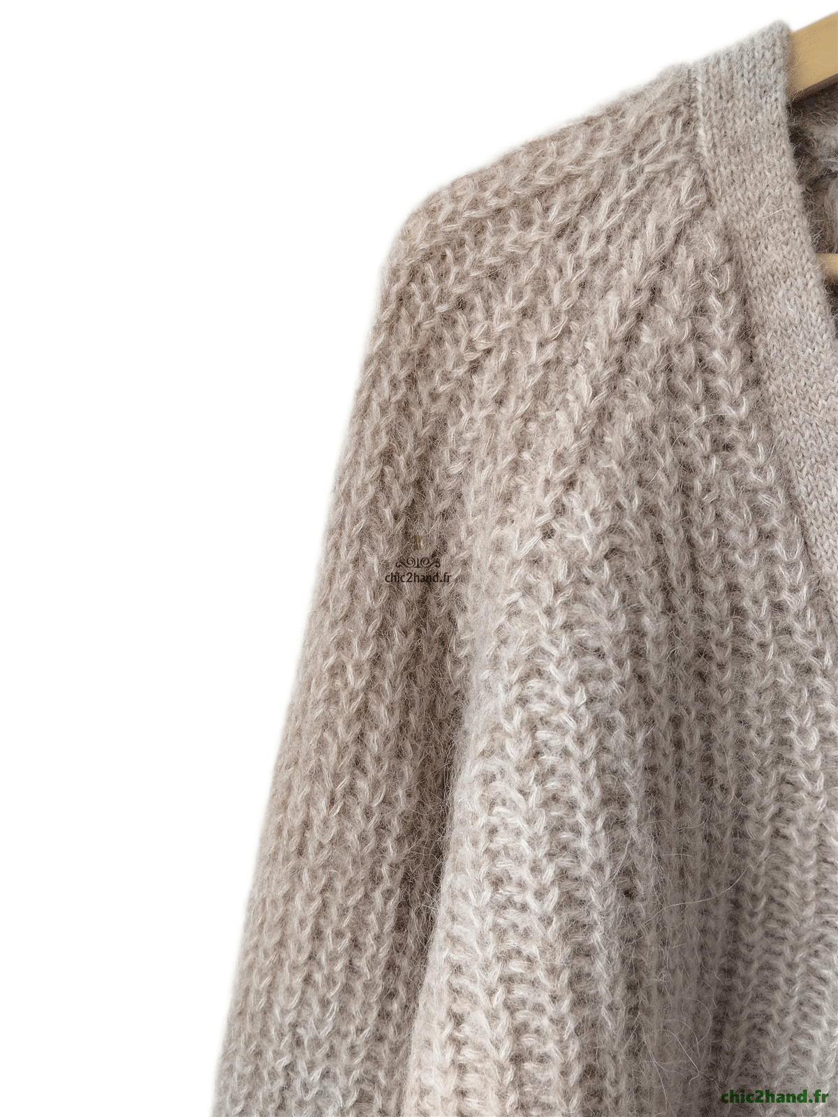 Gilet oversize épais doudou 70% laine alpaga Sézane S beige taupe Neuf – Image 8