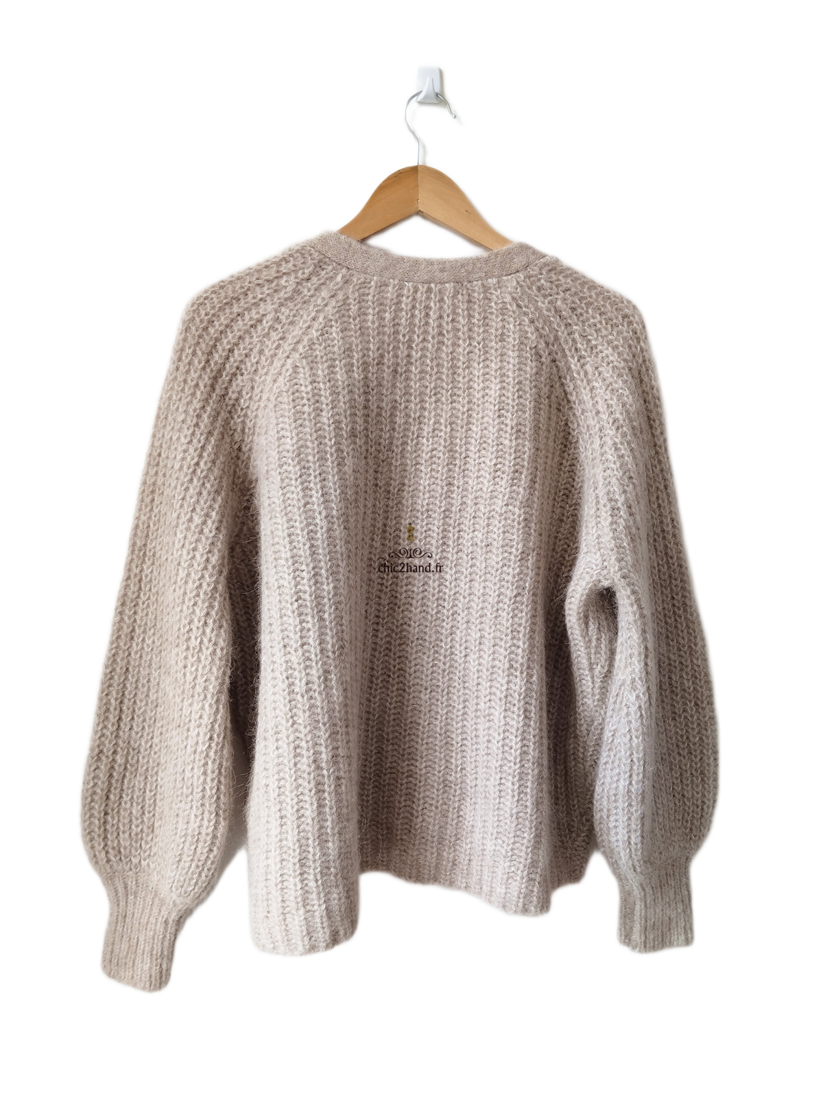 Gilet oversize épais doudou 70% laine alpaga Sézane S beige taupe Neuf – Image 6
