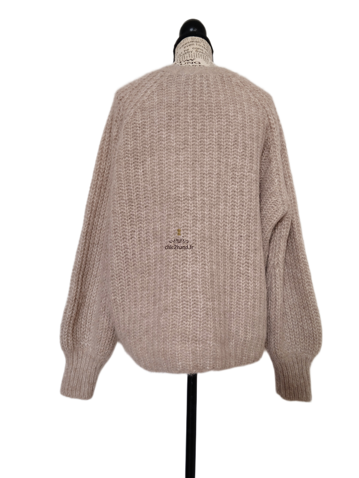 Gilet oversize épais doudou 70% laine alpaga Sézane S beige taupe Neuf – Image 3