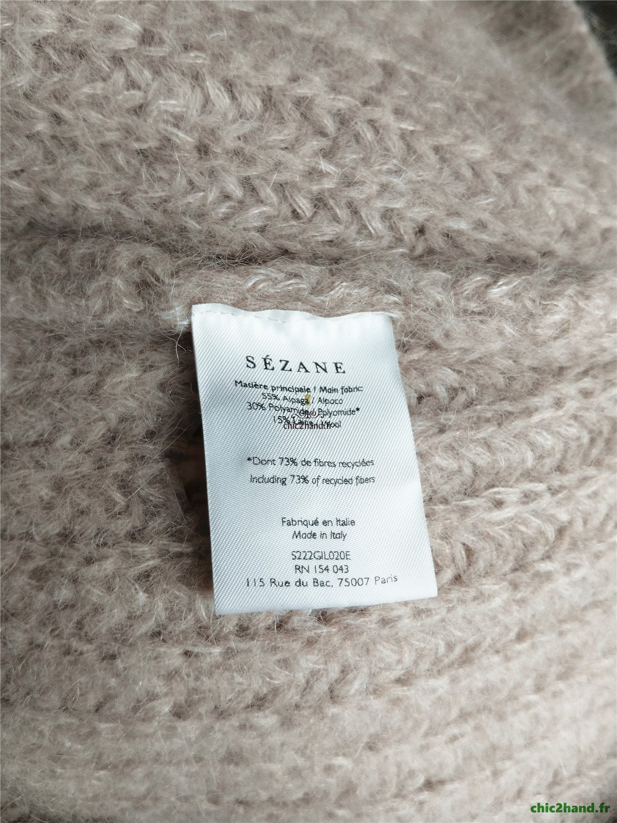 Gilet oversize épais doudou 70% laine alpaga Sézane S beige taupe Neuf – Image 2