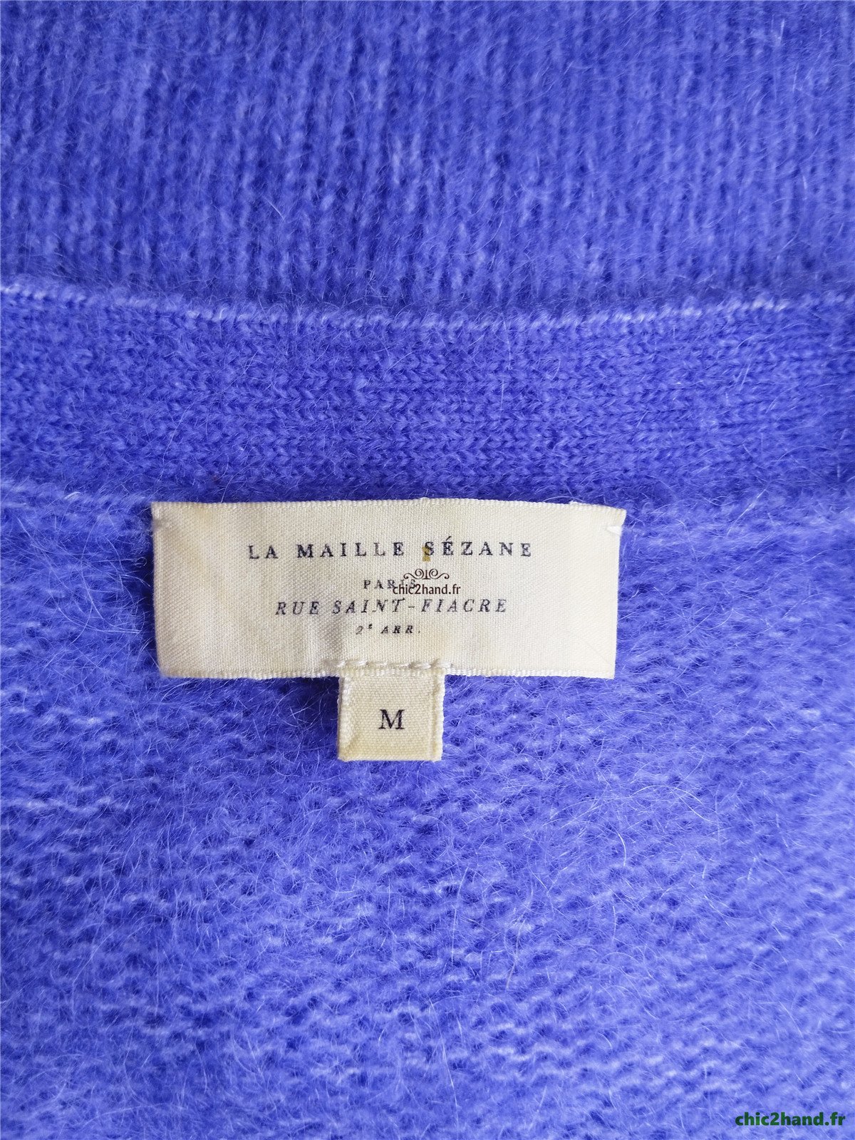 Gilet épais doudou ajouré 66% laine kid mohair Sézane M bleu violet NEUF – Image 12