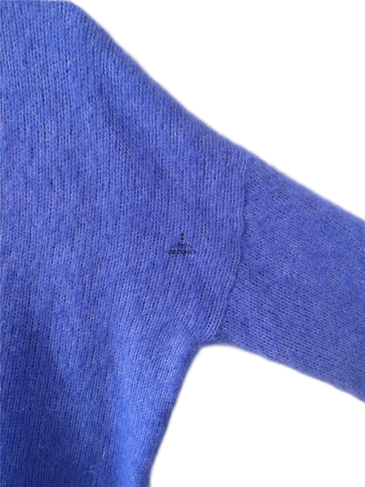 Gilet épais doudou ajouré 66% laine kid mohair Sézane M bleu violet NEUF – Image 5