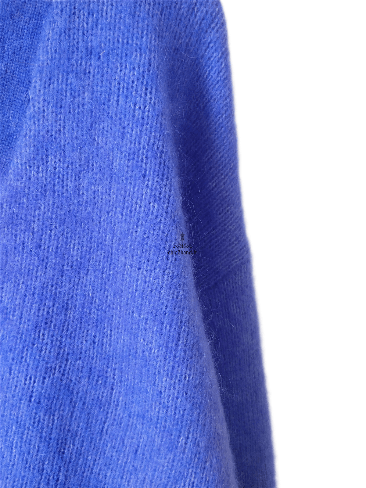 Gilet épais doudou ajouré 66% laine kid mohair Sézane M bleu violet NEUF – Image 6