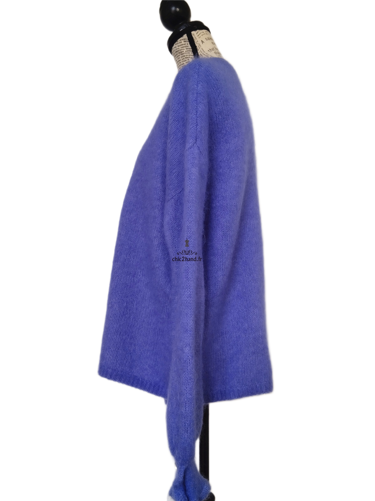 Gilet épais doudou ajouré 66% laine kid mohair Sézane M bleu violet NEUF – Image 9