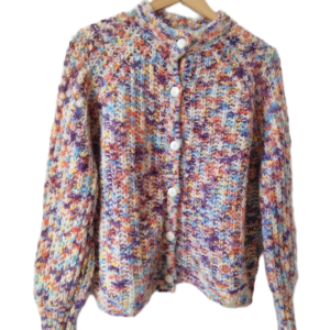 Gilet épais doudou ajouré 76% laine kid mohair Sézane XS multicolore Neuf