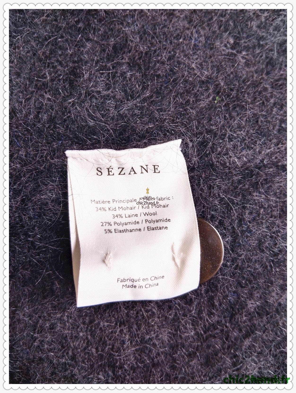 Gilet épais doudou ajouré 68% laine kid mohair Sézane XS noir NEUF – Image 4