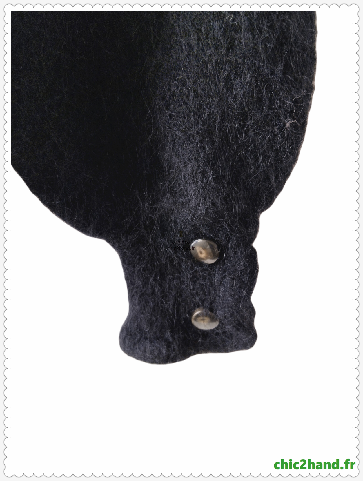 Gilet épais doudou ajouré 68% laine kid mohair Sézane XS noir NEUF – Image 9