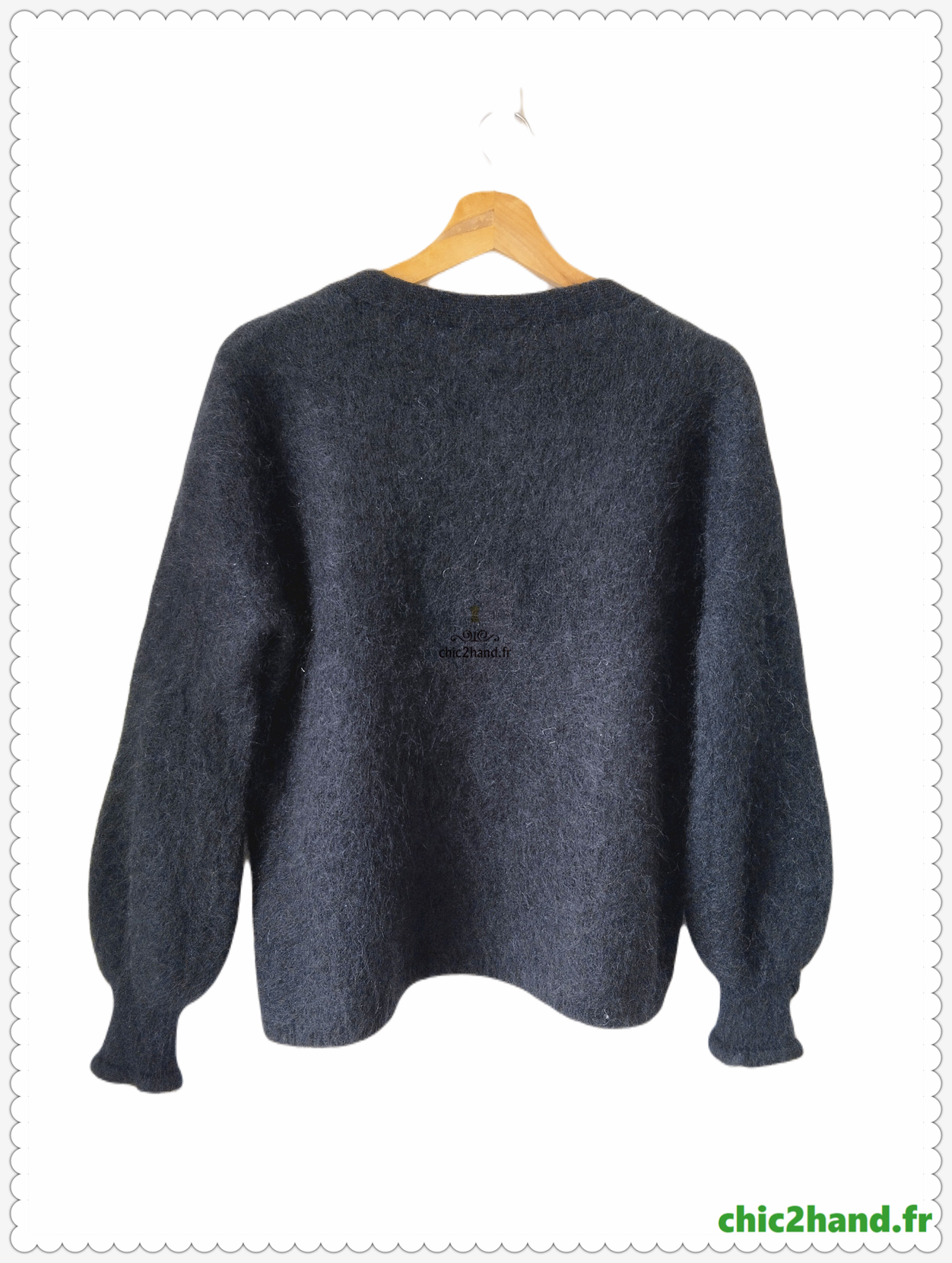 Gilet épais doudou ajouré 68% laine kid mohair Sézane XS noir NEUF – Image 8