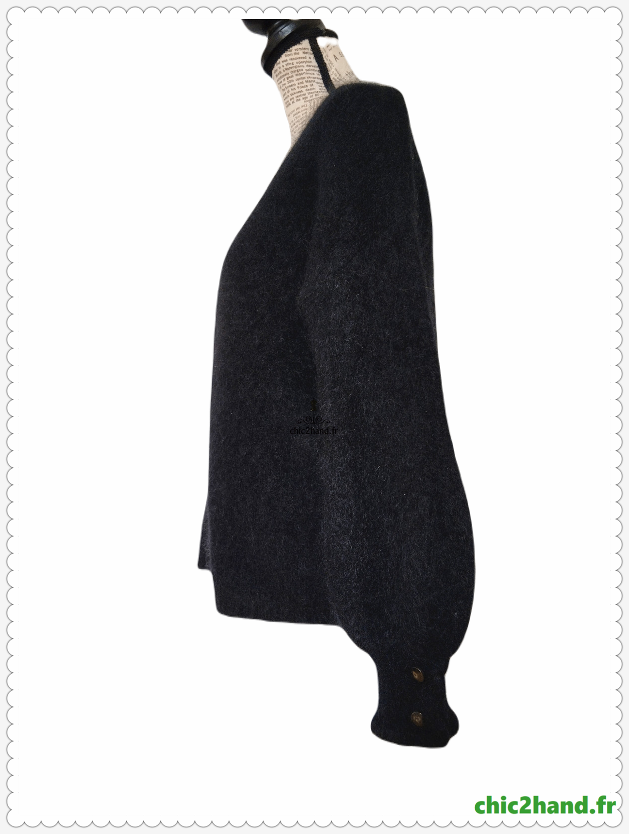 Gilet épais doudou ajouré 68% laine kid mohair Sézane XS noir NEUF – Image 6