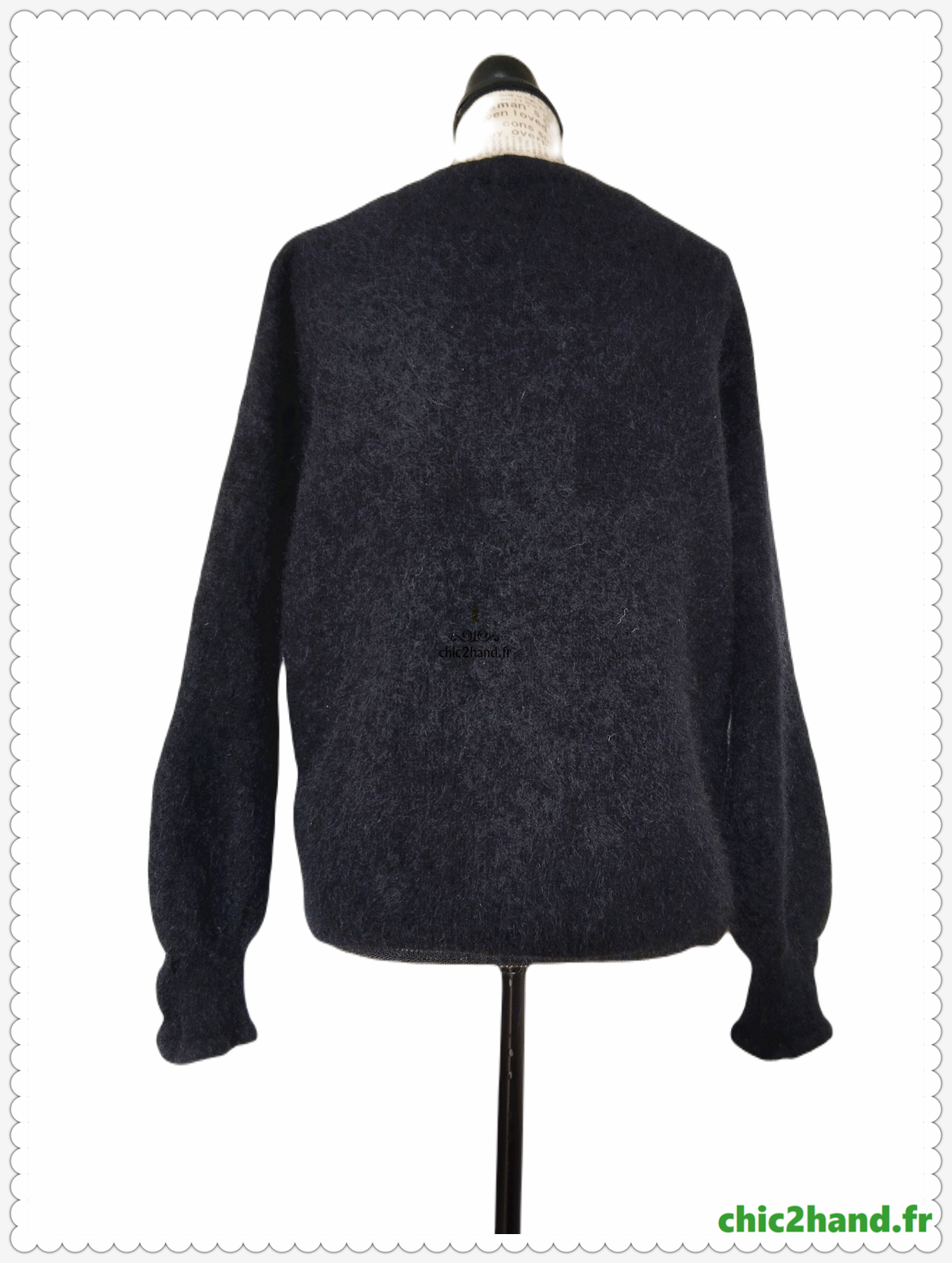 Gilet épais doudou ajouré 68% laine kid mohair Sézane XS noir NEUF – Image 5