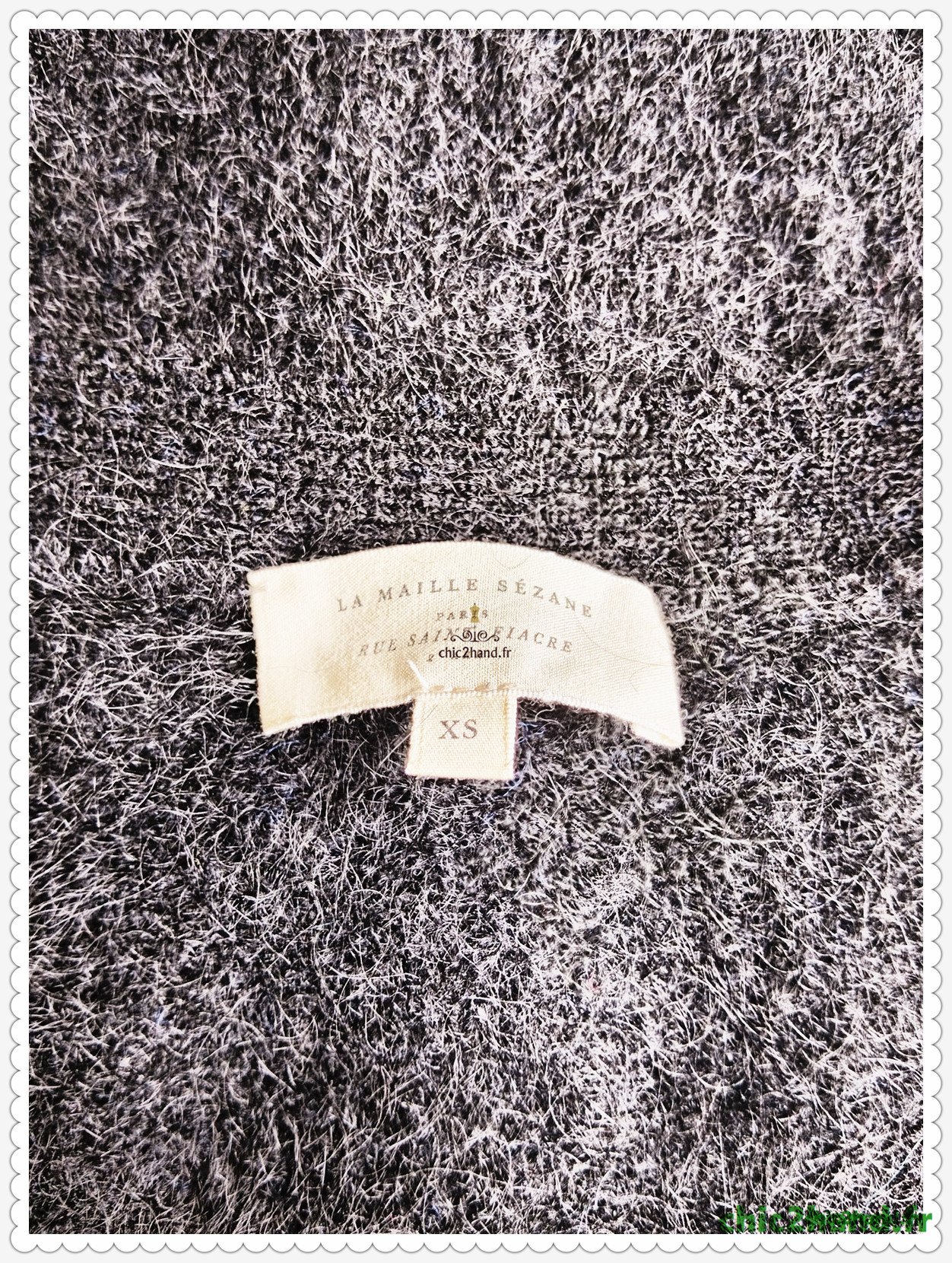 Gilet épais doudou ajouré 68% laine kid mohair Sézane XS noir NEUF – Image 3