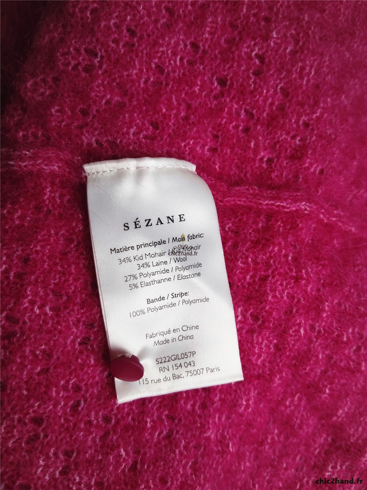 Gilet cardigan doudou ajouré 68% laine kid mohair Sézane S rose NEUF – Image 11