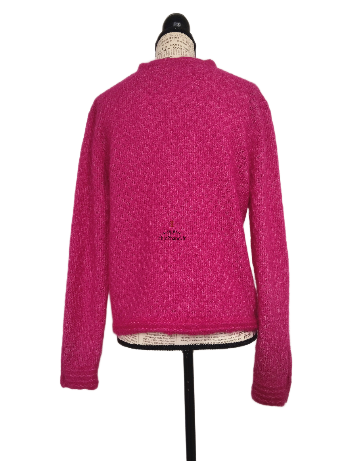 Gilet cardigan doudou ajouré 68% laine kid mohair Sézane S rose NEUF – Image 10