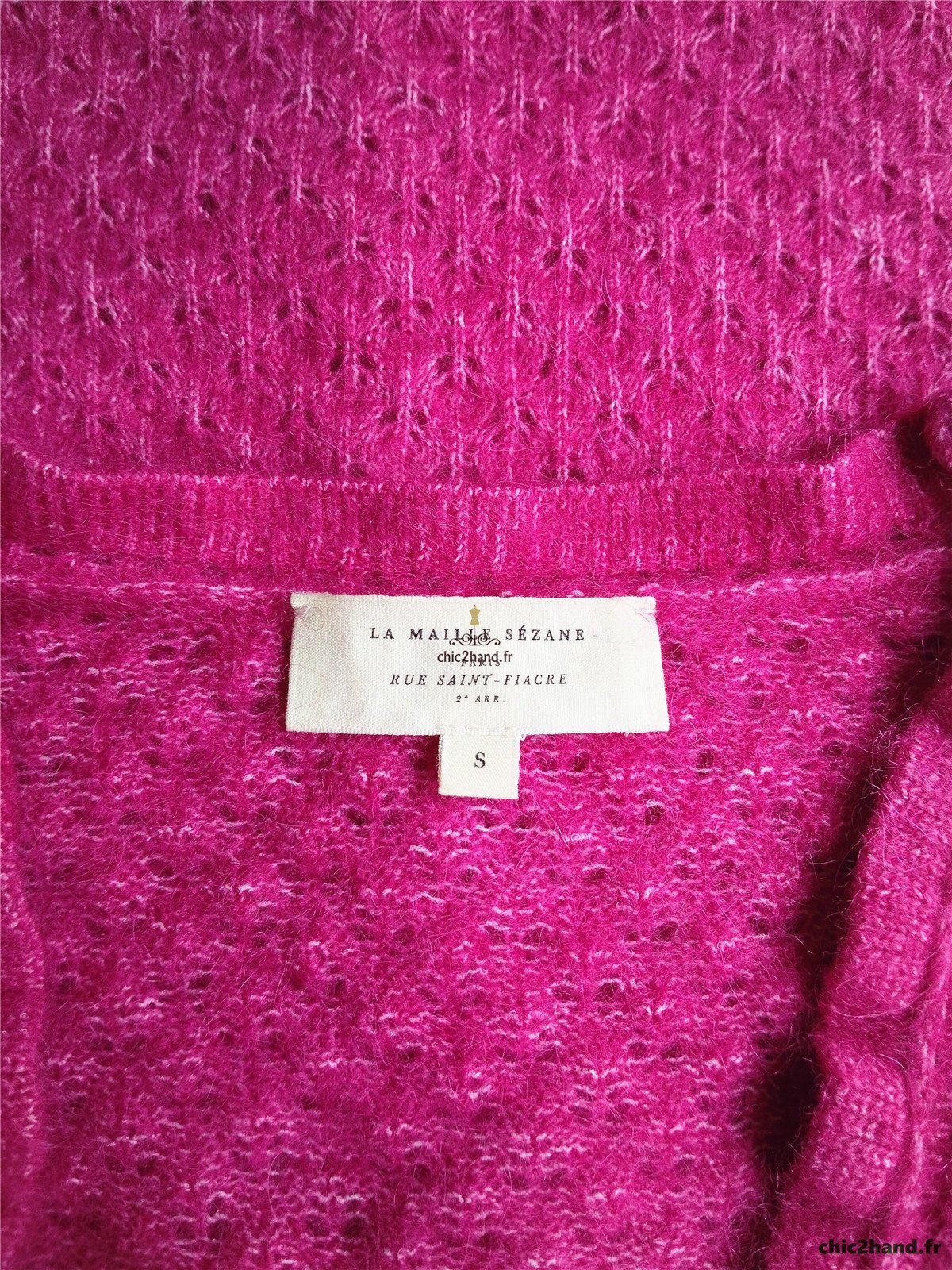 Gilet cardigan doudou ajouré 68% laine kid mohair Sézane S rose NEUF – Image 12